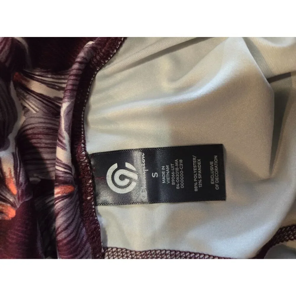 Champion Women's NWT Burgundy Floral Cropped High Rise Leggings Size Small